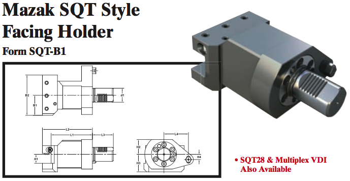 Mazak SQT Style Facing Holder (Form SQT-B1) - Part #: SQT21.1020 - Apex Tool & Supply