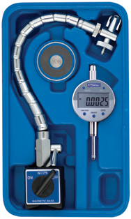 Set Contains: 1"/25mm .0005/.01mm w/Flex Arm Mag Base - Electronic Indicator with Flex Arm Mag Base - Apex Tool & Supply