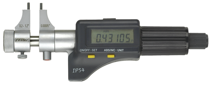 .2 - 1.2'' Measuring Range - .00005/.001mm Resolution - Friction Thimble - Hardened & Ground Face -  Electronic Inside Micrometer - Apex Tool & Supply