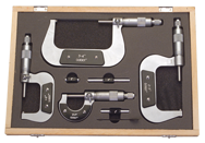 0 - 4'' Measuring Range - .0001 Graduation - Ratchet Thimble - Carbide Face - Outside Micrometer Set - Apex Tool & Supply