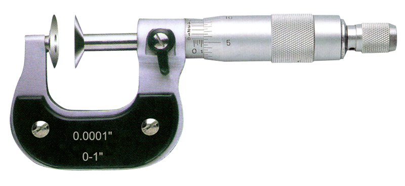 0 - 1'' Measuring Range -  .0001 Graduation - Ratchet Thimble - High Speed Steel Face - Disc Micrometer - Apex Tool & Supply