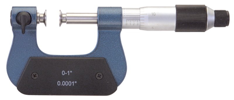 0 - 1'' Measuring Range - .0001 Graduation - Friction Thimble - High Speed Steel Face - Interchangeable Anvil Micrometer - Apex Tool & Supply