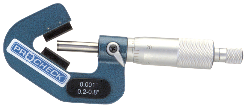 .2 - 1'' Measuring Range - .001 Graduation - Ratchet Thimble - High Speed Steel Face - 5-Flute V-Anvil Micrometer - Apex Tool & Supply