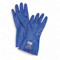 ‎Size 9-Nitri-Knit - dipped nitrile glove - interlock knitted liner - 12″ (30cm) - rough grip - blue. 12 pairs per bag, 12 bags per case. - Apex Tool & Supply