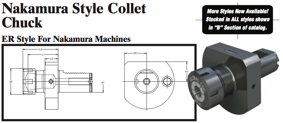 Nakamura Style Collet Chuck (ER Style For Nakamura Machines) - Part #: NK53.3025 - Apex Tool & Supply