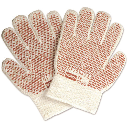 Size Men's Universal Gloves-Grip N - ambidextrous knit Hot Mill glove - 7 gauge inner & outer - knit wrist - brown nitrile N-Tread coating on both sides - resistant to 400 degree F - size: men's universal - 12 pairs per bag, 6 bags per case. - Apex Tool & Supply