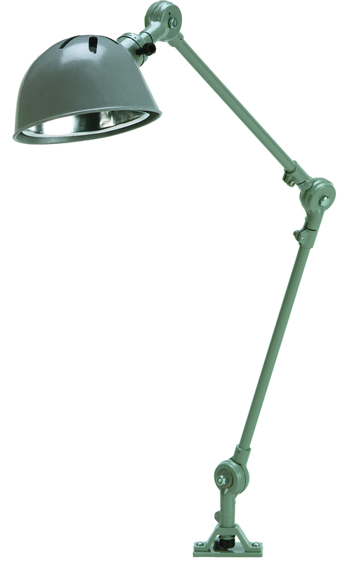 14" Uniflex Machine Lamp; 120V, 60 Watt Incandescent Light, Screw Down Base, Oil Resistant Shade, Gray Finish - Apex Tool & Supply