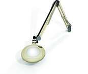 Green-Lite® 5" Shadow White Round LED Magnifier; 43" Reach; Table Edge Clamp - Apex Tool & Supply