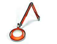 Green-Lite® 6" Brilliant Orange Round LED Magnifier; 43" Reach; Table Edge Clamp - Apex Tool & Supply