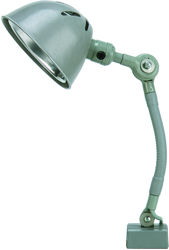 9" Uniflex Machine Lamp; 120V, 60 Watt Incandescent Light, Magnetic Base, Oil Resistant Shade, Gray Finish - Apex Tool & Supply