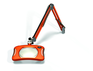 Green-Lite® 7" x 5-1/4"Brilliant Orange Rectangular LED Magnifier; 43" Reach; Table Edge Clamp - Apex Tool & Supply