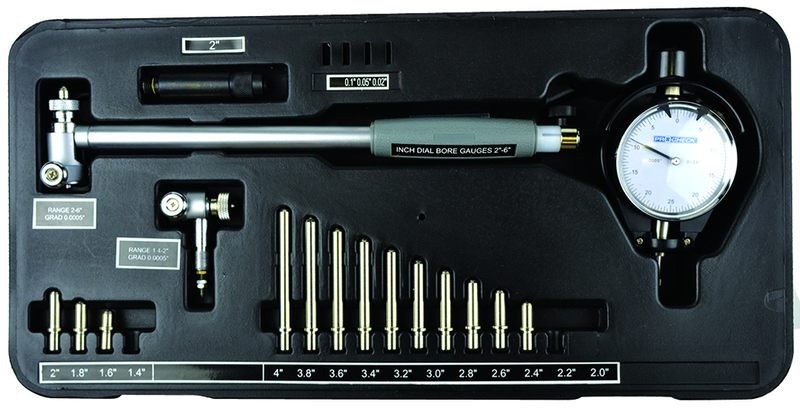 1.4-6" Dial Bore Gage Set - .0005" Graduation - Extended Range - Apex Tool & Supply