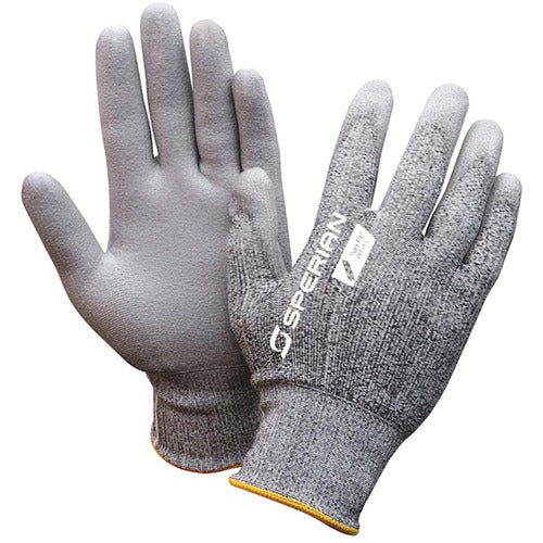 Small Gloves-Pure Fit - 13 Cut Lightweight Gray Cut Resistant High Performance Polyethylene (HPPE) Fiber Shell With Gray Polyurethane Palm And Fingertip Coating - Apex Tool & Supply