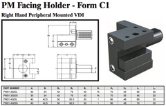 PM Facing Holder - Form C1 (Right Hand Peripheral Mounted VDI) - Part #: PM31.3020S - Apex Tool & Supply
