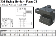 PM Facing Holder - Form C2 (Left Hand Peripheral Mounted VDI) - Part #: PM32.4025S - Apex Tool & Supply