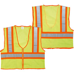 ‎Class 2 Mesh Vest; Contrasting Color Strip, Zipper Closure, Inside Pocket - 2XL - Apex Tool & Supply