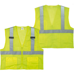 ‎Class 2 Mesh Vest; Contrasting Color Strip, Zipper Closure, Outside Pocket - 2XL - Apex Tool & Supply