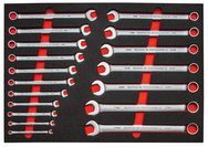 Proto® Foamed 18 Piece Metric Combination Wrench Set - Satin-12 Point - Apex Tool & Supply