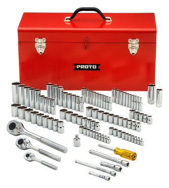 Proto® 1/4", 3/8", & 1/2" Drive 101 Piece Socket Set- 6, 8, & 12 Point w/ Box J9975R - Apex Tool & Supply