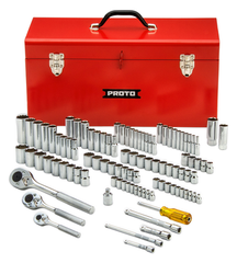 Proto® 1/4", 3/8", & 1/2" Drive 101 Piece Socket Set- 6, 8, & 12 Point w/ Box J9975R - Apex Tool & Supply