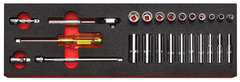 Proto® Foamed 1/4" Drive 25 Piece Combination Socket Set w/ Classic Pear Head Ratchet  - Full Polish - 6 Point - Apex Tool & Supply