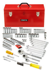 Proto® 1/4", 3/8" & 1/2" Drive 125 Piece Socket Set- 6, 8 & 12 Point w/ box J9975R - Apex Tool & Supply