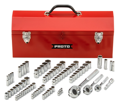 Proto® 1/4", 3/8", & 1/2" Drive 81 Piece Socket Set- 6 & 12 Point w/ Box J9971R - Apex Tool & Supply