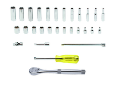 Proto® 1/4" Drive 29 Piece Metric Socket, Combination Set - 6 Point - Apex Tool & Supply