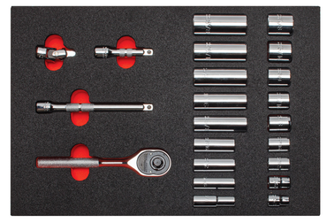 Proto® Foamed  3/8" Drive 22 Piece Socket Set w/ Classic Pear Head Ratchet - Full Polish - 6 Point - Apex Tool & Supply