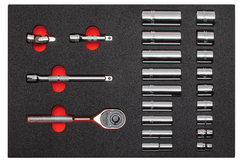 Proto® Foamed  3/8" Drive 22 Piece Socket Set w/ Classic Pear Head Ratchet - Full Polish - 6 Point - Apex Tool & Supply