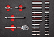 Proto® Foamed  3/8" Drive 22 Piece Socket Set w/ Classic Pear Head Ratchet - Full Polish - 12 Point - Apex Tool & Supply