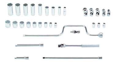 Proto® 3/8" Drive 33 Piece Socket, Combination Set - 12 and 8 Point - Apex Tool & Supply