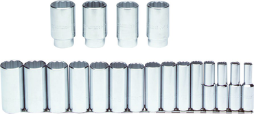 Proto® 1/2" Drive 19 Piece Deep Socket Set - 12 Point - Apex Tool & Supply