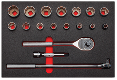 Proto® Foamed 1/2" Drive 18 Piece Socket Set w/ Classic Pear Head Ratchet - Full Polish - 12 Point - Apex Tool & Supply