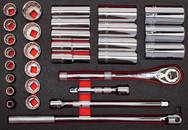 Proto® Foamed 1/2" Drive 30 Piece Socket Set w/ Premium Pear Head Ratchet - Full Polish - 12 Point - Apex Tool & Supply