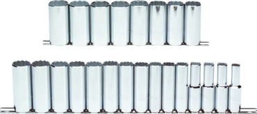 Proto® 1/2" Drive 23 Piece Metric Deep Socket Set - 12 Point - Apex Tool & Supply