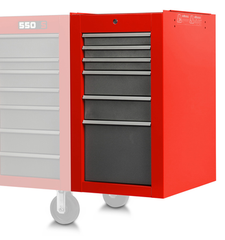 Proto® 550S Side Cabinet - 6 Drawer, Safety Red and Gray - Apex Tool & Supply