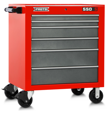 Proto® 550S 34" Roller Cabinet - 6 Drawer, Safety Red and Gray - Apex Tool & Supply