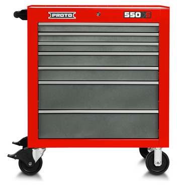 Proto® 550S 34" Roller Cabinet - 7 Drawer, Safety Red and Gray - Apex Tool & Supply