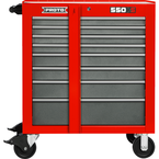 Proto® 550S 34" Roller Cabinet with Removable Lock Bar- 8 Drawer- Safety Red & Gray - Apex Tool & Supply