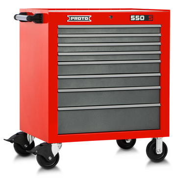 Proto® 550S 34" Roller Cabinet - 8 Drawer, Safety Red and Gray - Apex Tool & Supply