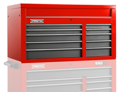 Proto® 550S 50" Top Chest - 10 Drawer, Safety Red and Gray - Apex Tool & Supply