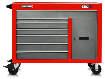 Proto® 550S 50" Workstation - 7 Drawer & 1 Shelf, Safety Red and Gray - Apex Tool & Supply