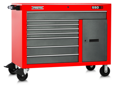 Proto® 550S 50" Workstation - 8 Drawer & 2 Shelves, Safety Red and Gray - Apex Tool & Supply