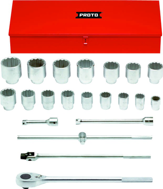 Proto® 1" Drive 22 Piece Socket Set - 12 Point - Apex Tool & Supply