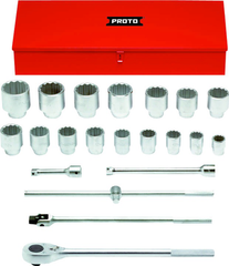 Proto® 1" Drive 22 Piece Socket Set - 12 Point - Apex Tool & Supply