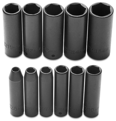 Proto® 1/4" Drive 11 Piece Metric Deep Impact Socket Set - 6 Point - Apex Tool & Supply