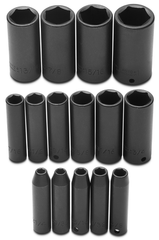 Proto® 3/8" Drive 15 Piece Deep Impact Socket Set - 6 Point - Apex Tool & Supply