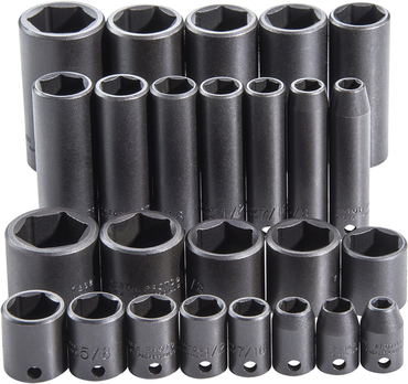 Proto® 3/8" Drive 25 Piece Impact Socket Set - 6 Point - Apex Tool & Supply