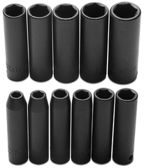 Proto® 3/8" Drive 11 Piece Metric Deep Impact Socket Set - 6 Point - Apex Tool & Supply